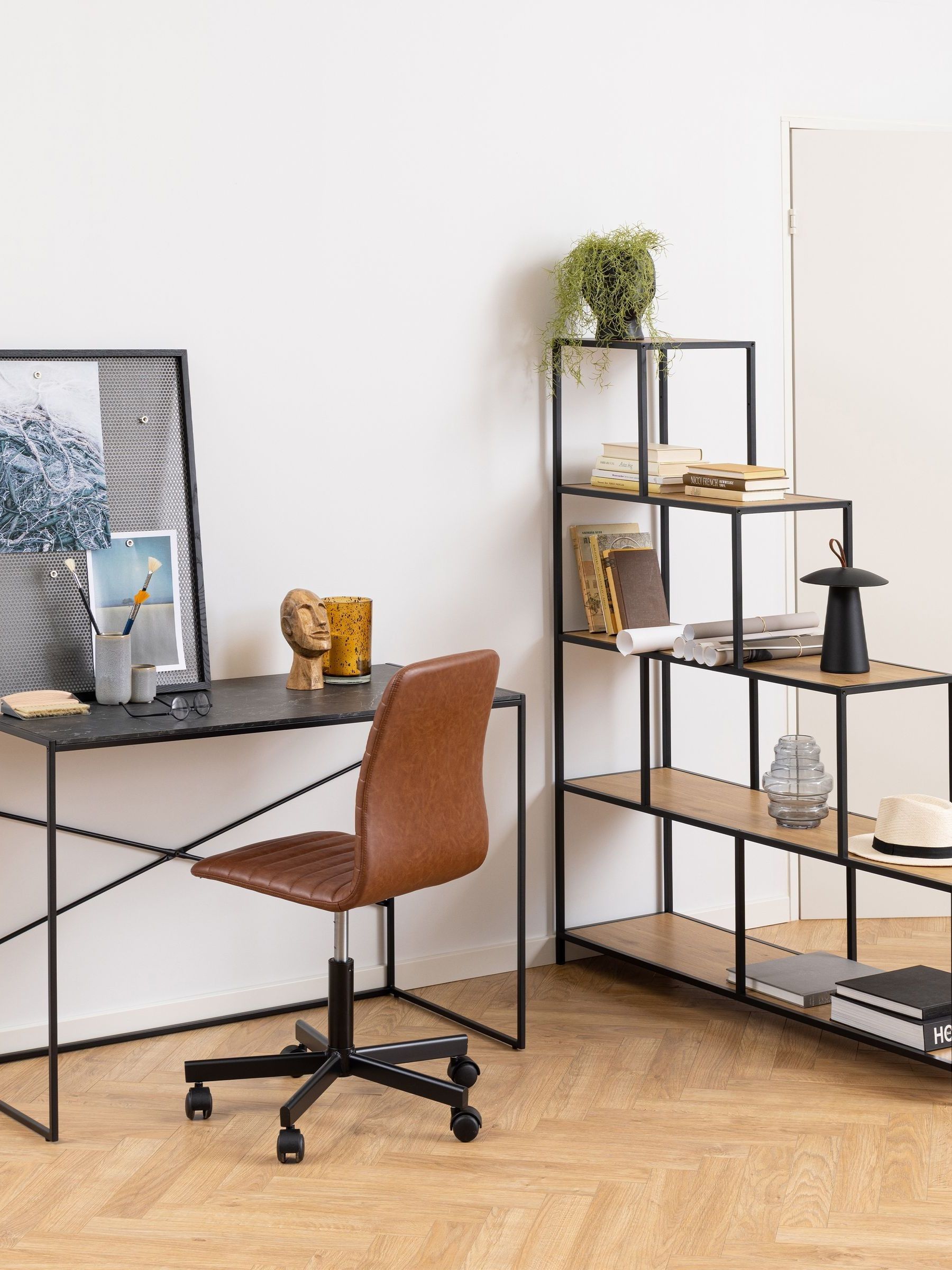 Actona Unisex Black Oak Seaford Bookcase With 4 Shelves