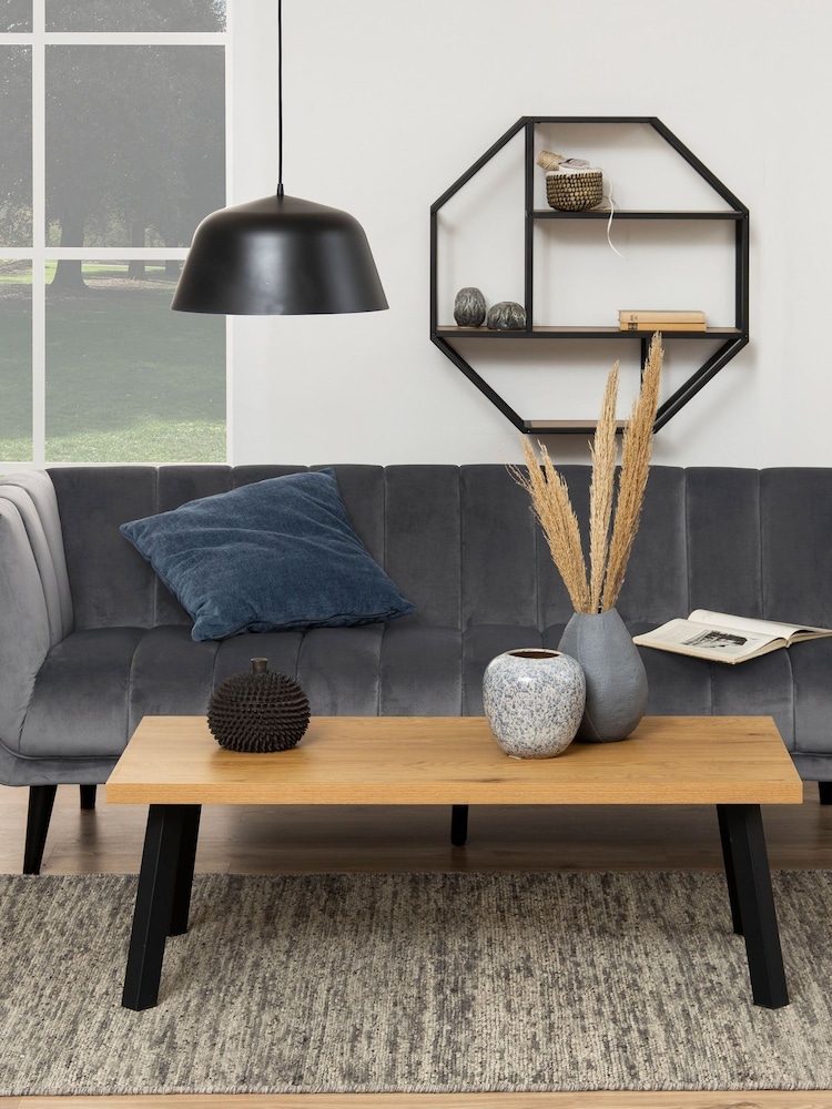 Actona Black Oak Seaford Octagonal Metal Wall Shelf - Image 1 of 6