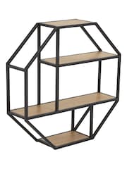 Actona Black Oak Seaford Octagonal Metal Wall Shelf - Image 2 of 6