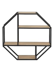 Actona Black Oak Seaford Octagonal Metal Wall Shelf - Image 3 of 6