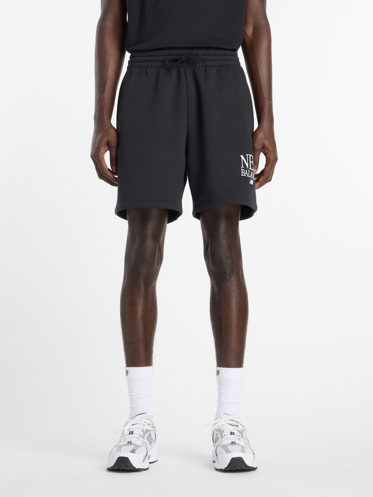 New Balance Black Reimagined 7inch Fleece Shorts - Image 1 of 7