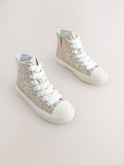 Ivory Glitter Lace-Up High Top Trainers - Image 1 of 5