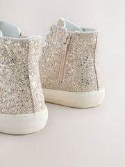 Ivory Glitter Lace-Up High Top Trainers - Image 3 of 5
