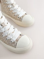 Ivory Glitter Lace-Up High Top Trainers - Image 4 of 5