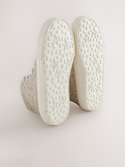 Ivory Glitter Lace-Up High Top Trainers - Image 5 of 5