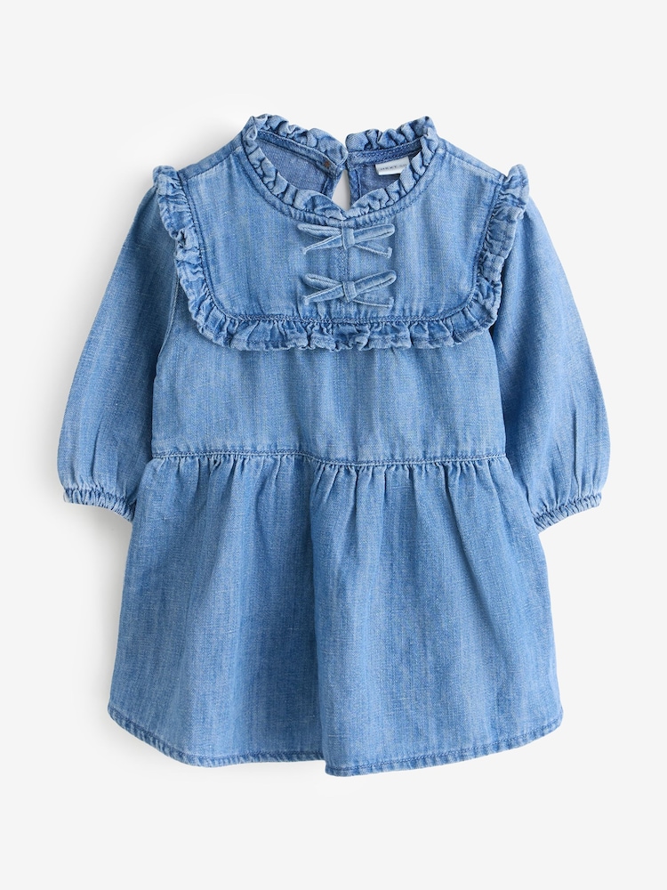 Blue Linen Blend Bow Dress - Image 1 of 1