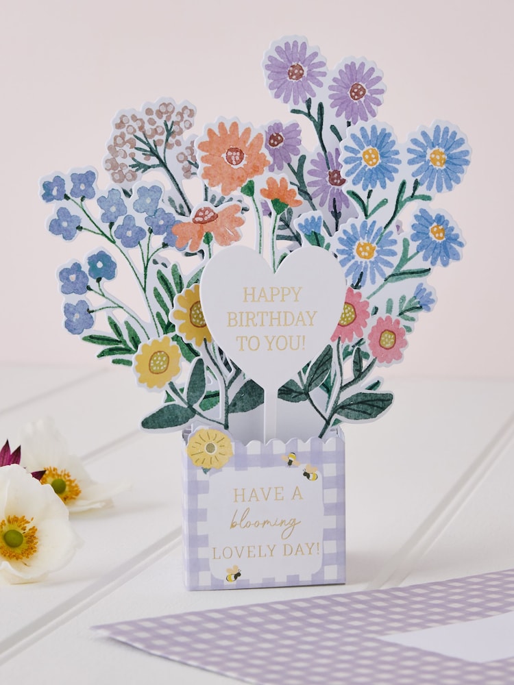 Pretty Floral Birthday Pop Up Card - Image 1 of 2 Pretty Floral Birthday Pop Up Card - Image 1 of 2