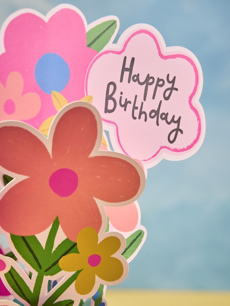 Pink Large Pop Up Bright Floral Birthday Card - Image 2 of 4 Pink Large Pop Up Bright Floral Birthday Card - Image 2 of 4