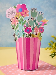 כרטיס ברכה גדול ליום הולדת בדוגמה פרחונית בצבעים בוהקים עם עיטור נפתח - תמונה 3 מתוך 4