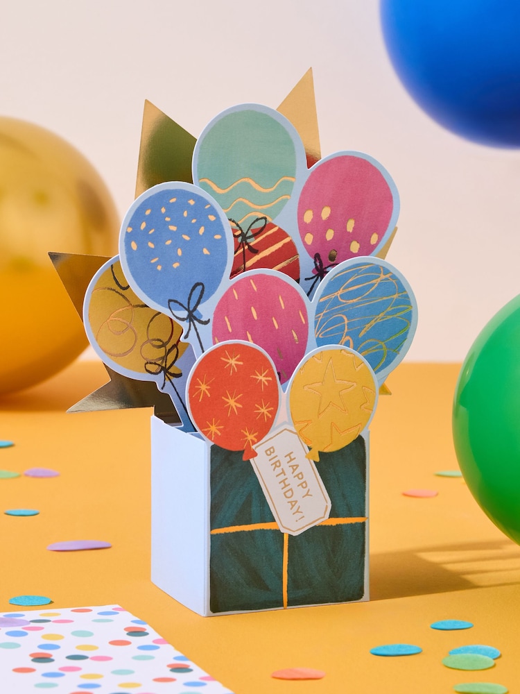 Balloons Birthday Pop Up Card - Image 1 of 2 Balloons Birthday Pop Up Card - Image 1 of 2