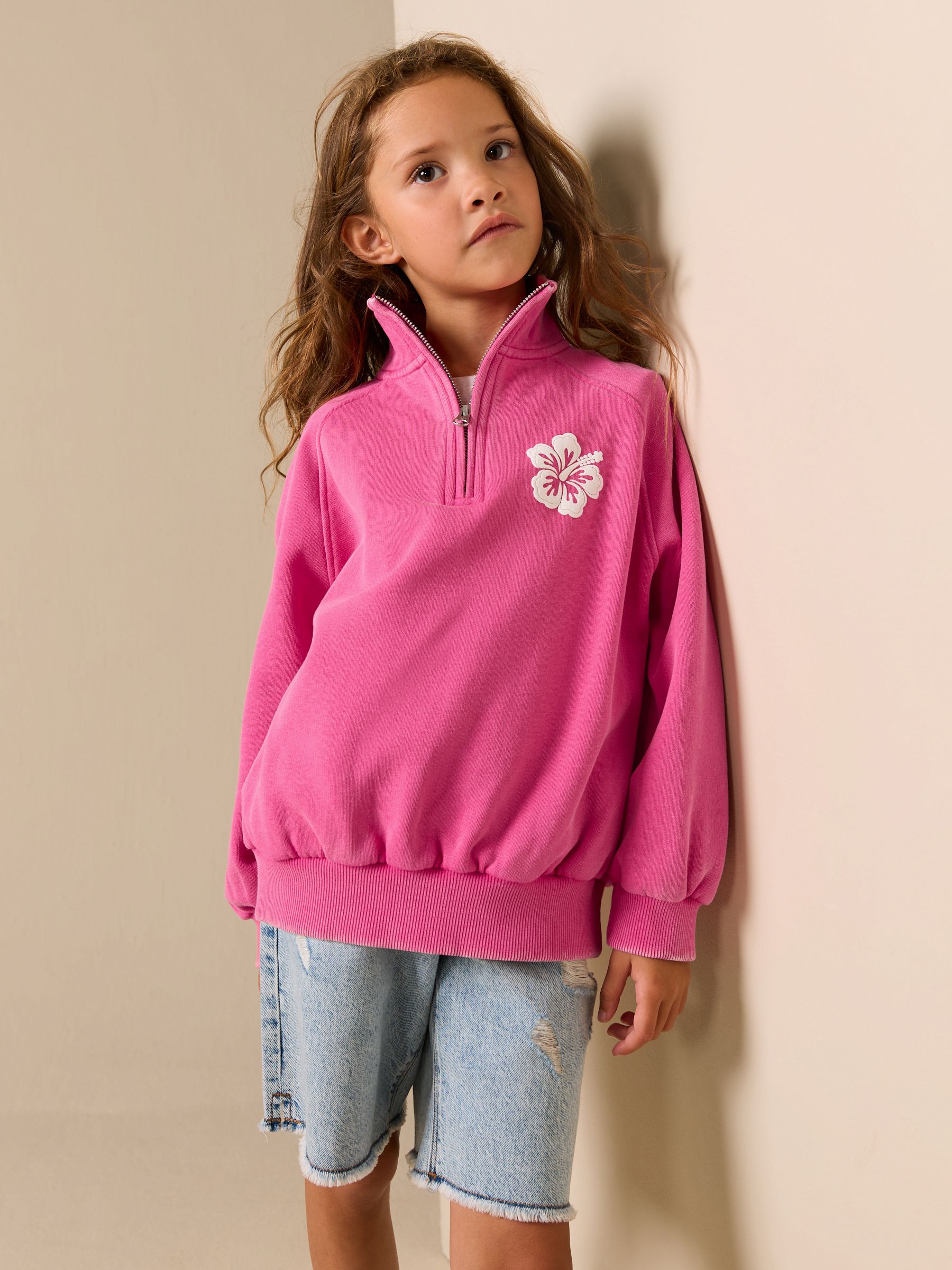 Buy Pink Quarter Zip Sweatshirt (3-16yrs) from Next Singapore