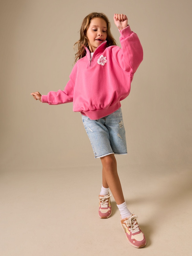 Pink Quarter Zip Sweatshirt (3-16yrs) - Image 4 of 4 Pink Quarter Zip Sweatshirt (3-16yrs) - Image 4 of 4