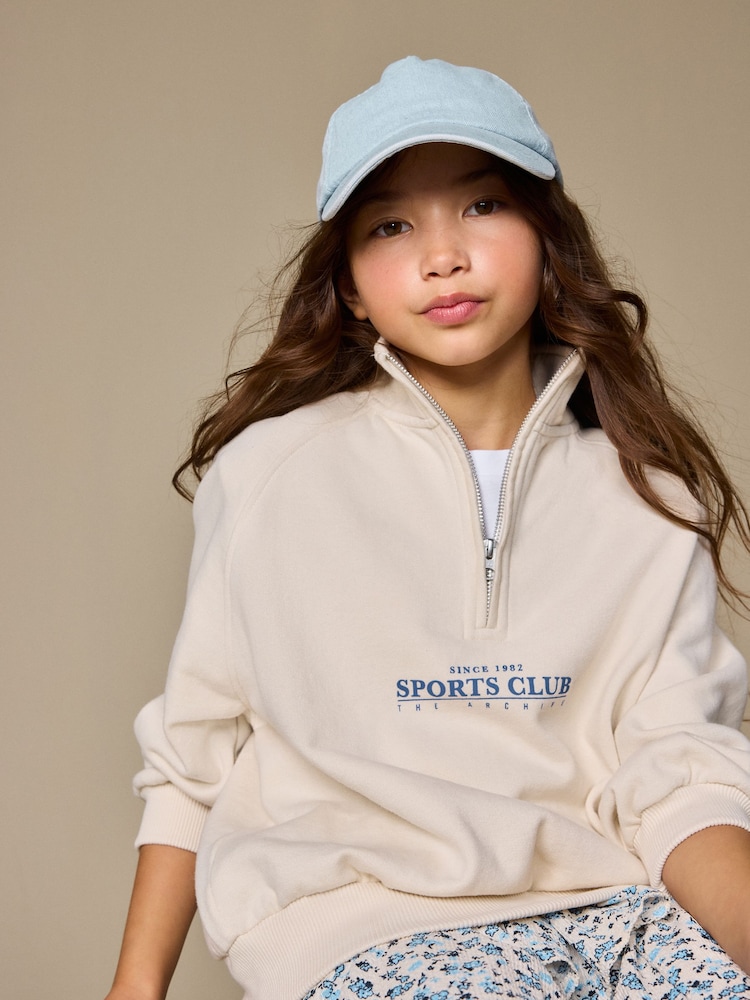 Cream Quarter Zip Sweatshirt (3-16yrs) - Image 2 of 4 Cream Quarter Zip Sweatshirt (3-16yrs) - Image 2 of 4