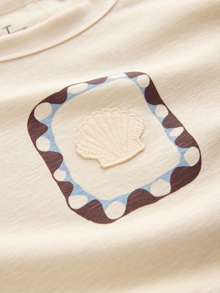 Ecru Graphic Shell Short Sleeve Crew Neck T-Shirt - Image 2 of 3