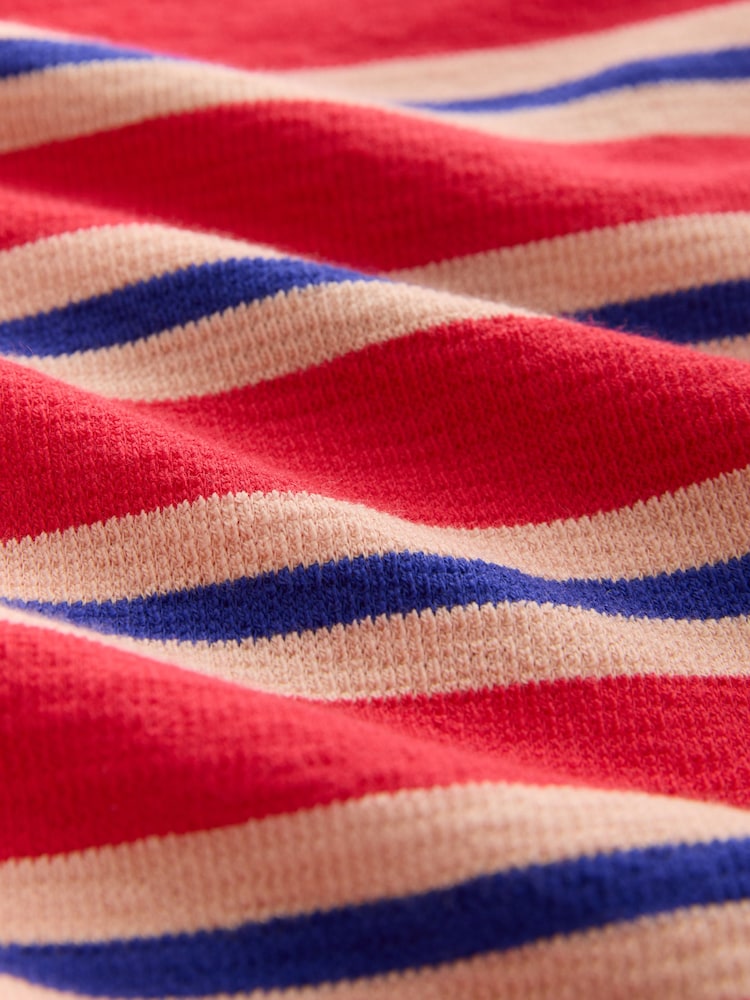 Red/Blue Striped Long Sleeve Collared Rugby Polo Top - Image 3 of 3