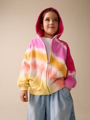 Pink Multi Tie Dye - هودي بسحاب كامل (3-16 سنة) - صورة 2 من 8