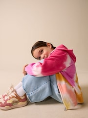 Pink Multi Tie Dye - هودي بسحاب كامل (3-16 سنة) - صورة 3 من 8