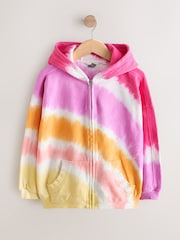 Pink Multi Tie Dye - هودي بسحاب كامل (3-16 سنة) - صورة 5 من 8