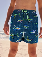 Blue Shark Printed Swim Shorts (3-16yrs) - Image 1 of 9