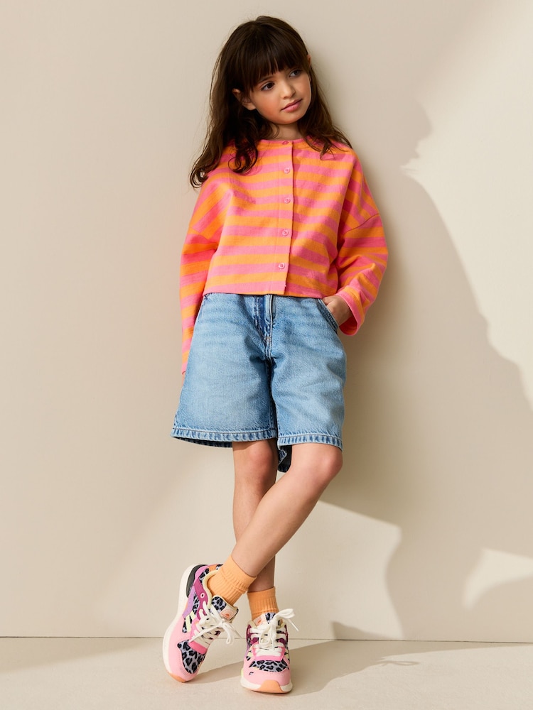 Gilet Rayé Orange Et Crème Next Pour Fille 10 Ans - Avec Détail Nœud, Neuf Sans étiquette