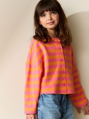 Pink/Orange Textured Striped Cardigan (3-16yrs) - Image 4 of 4