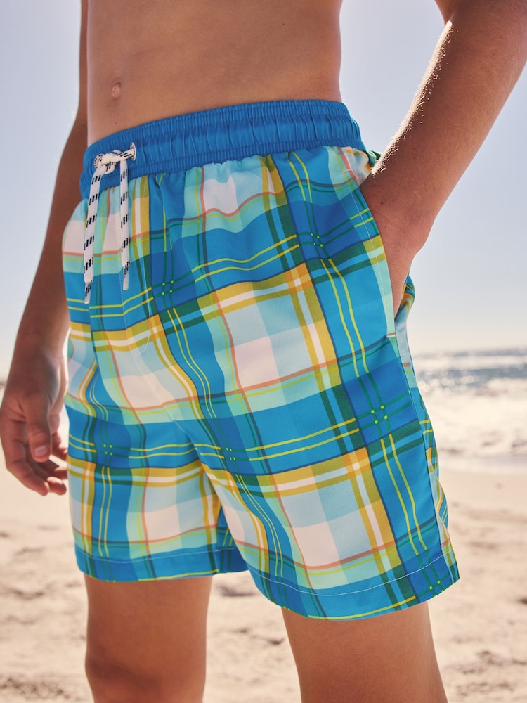 Multicoloured Check Printed Swim Shorts (3-16yrs) - Image 1 of 9