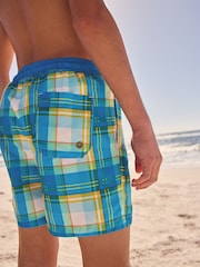 Multicoloured Check Printed Swim Shorts (3-16yrs) - Image 3 of 9