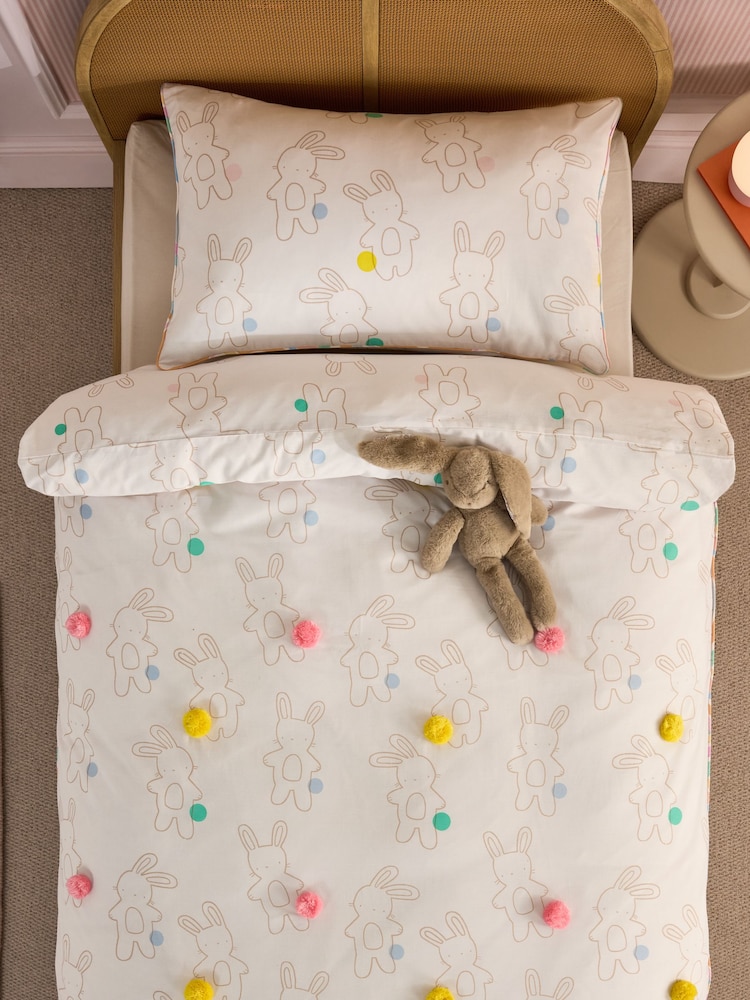 Bunny Poms Duvet Cover and Pillowcase Set - Image 2 of 4