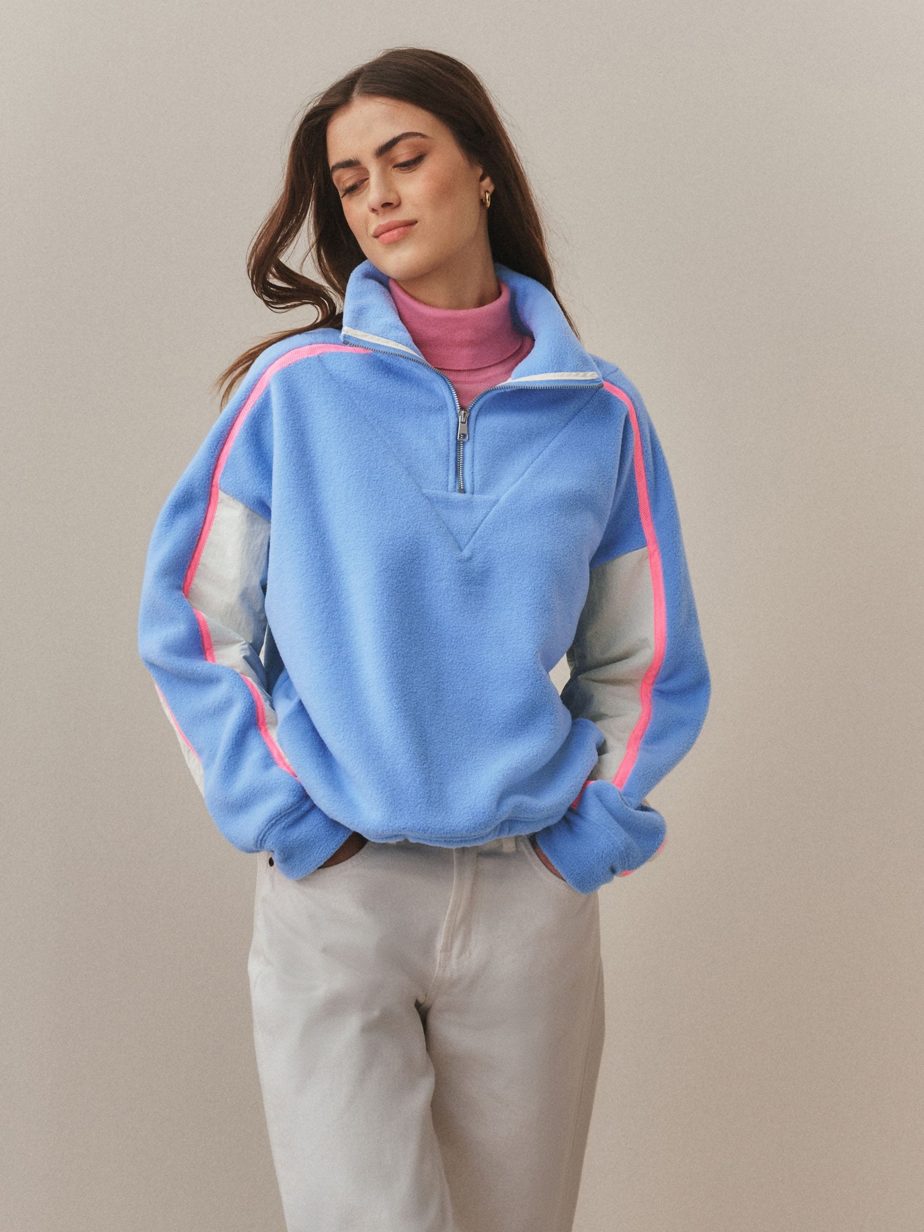 Buy Blue Half Zip Fleece with Colourblock Panels from the Next UK