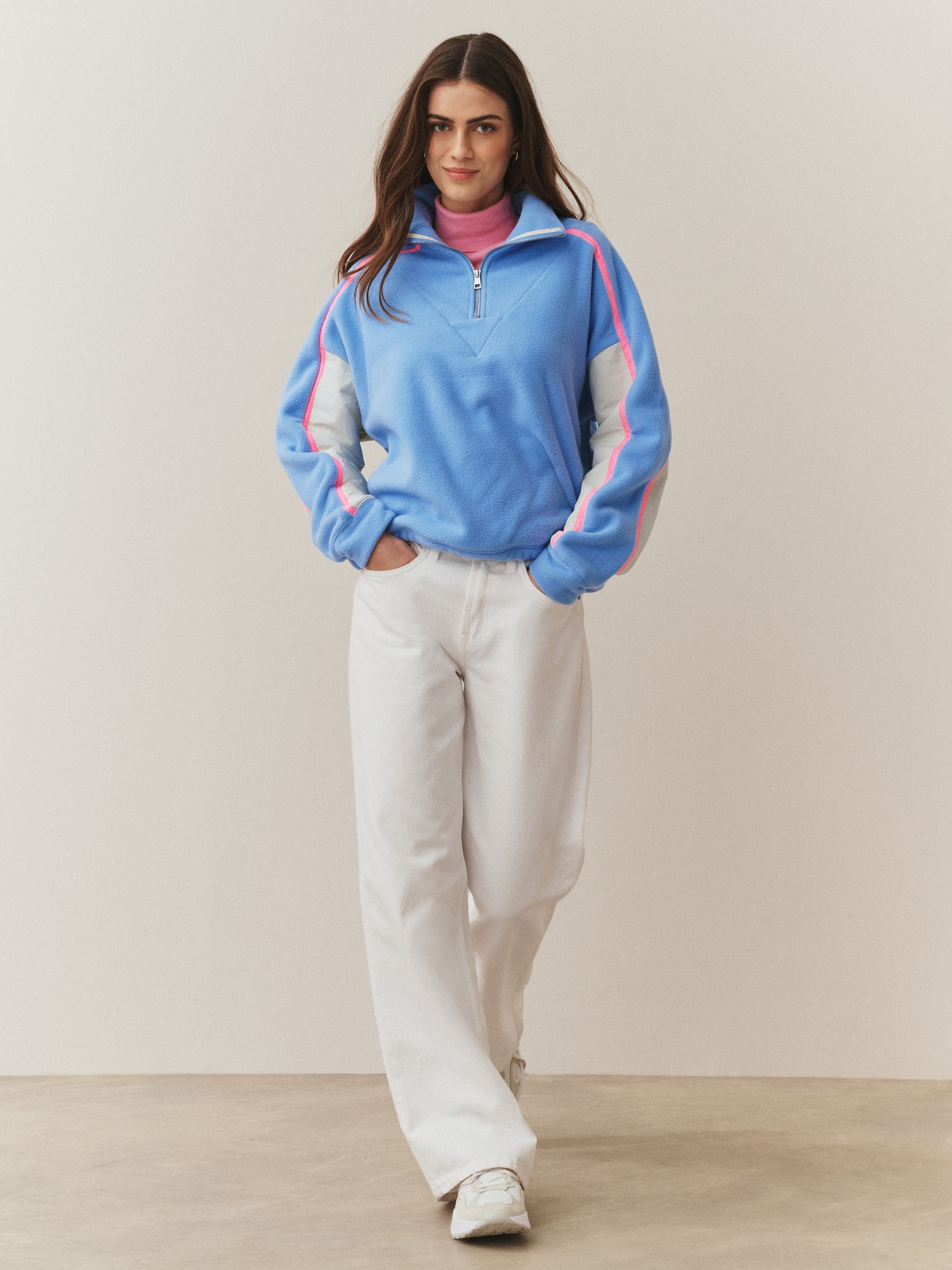 Buy Blue Half Zip Fleece with Colourblock Panels from the Next UK