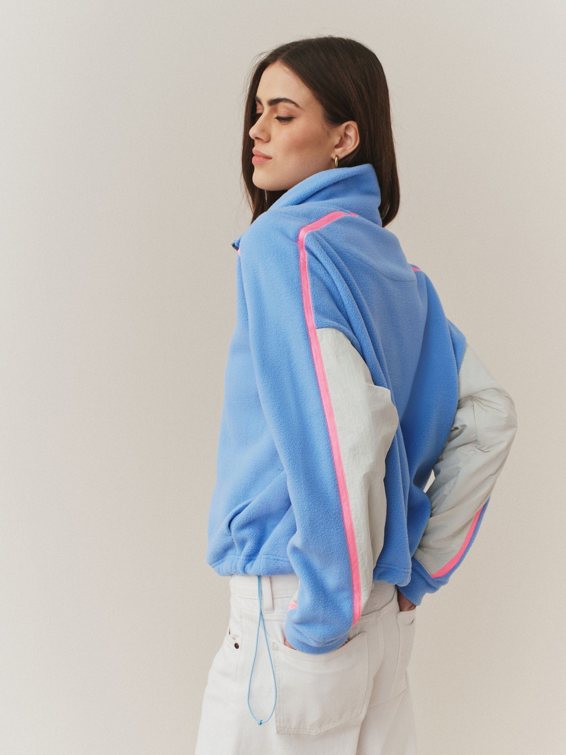 Buy Blue Half Zip Fleece with Colourblock Panels from the Next UK