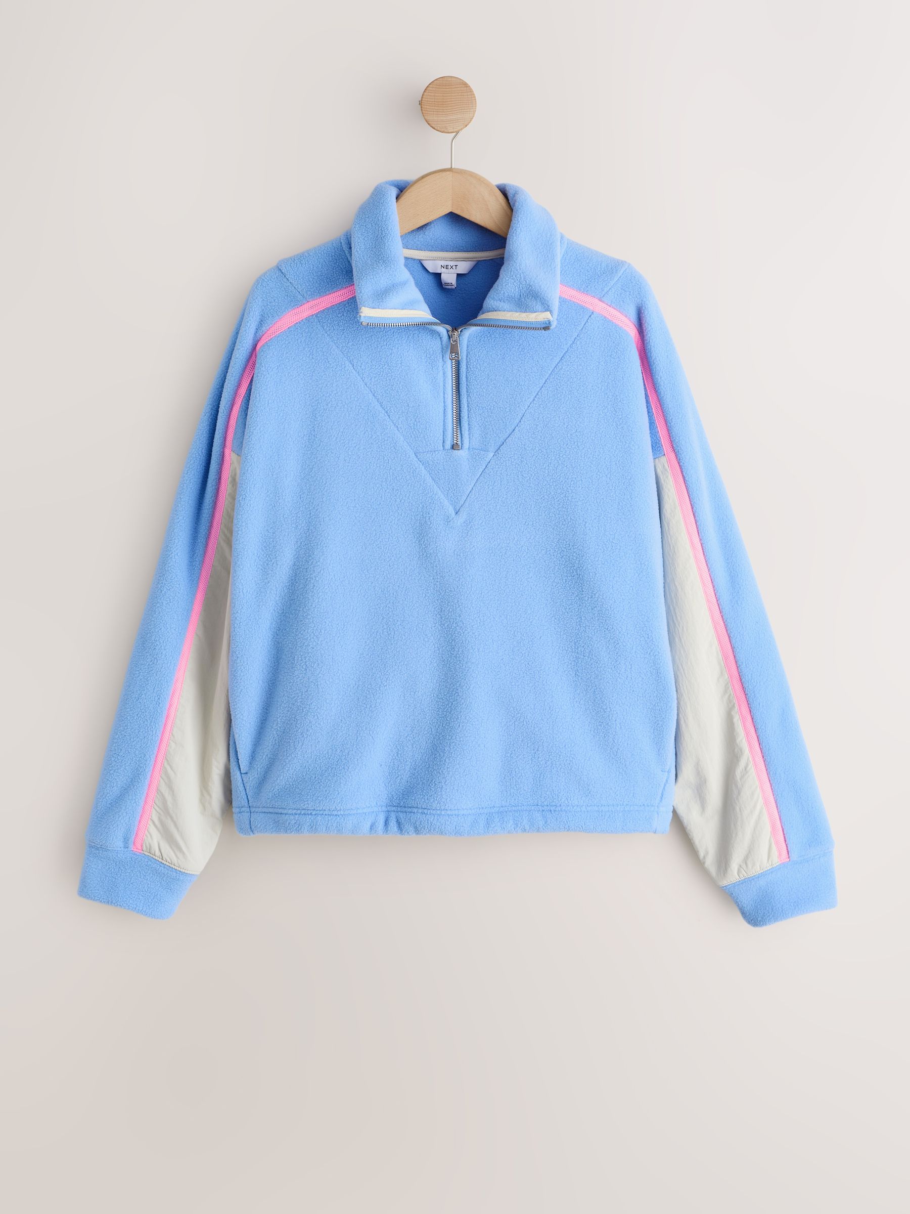 Buy Blue Half Zip Fleece with Colourblock Panels from the Next UK