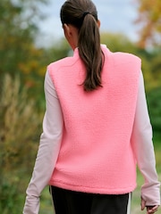 Fluro Pink Borg Zip Through Gilet - Image 5 of 9