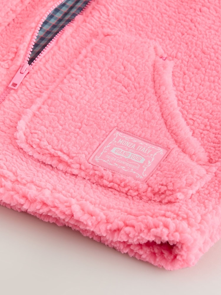 Fluro Pink Borg Zip Through Gilet - Image 9 of 9