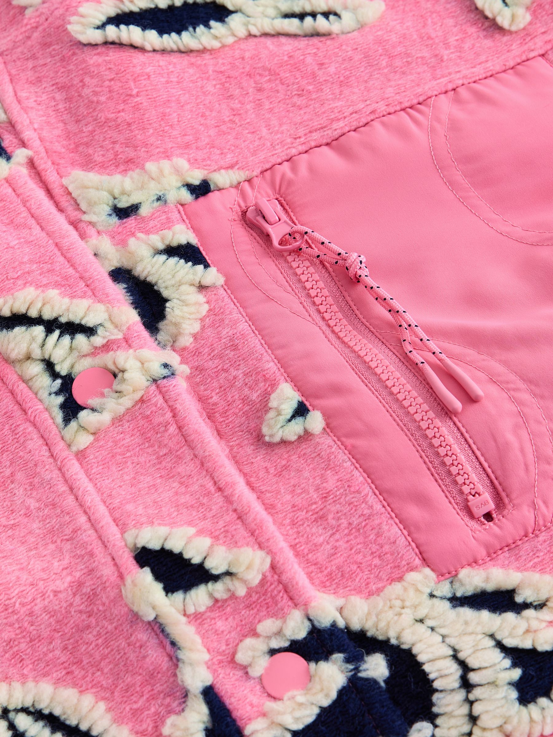 Buy Pink Floral Graphic Floral Button Through Borg Jacket from