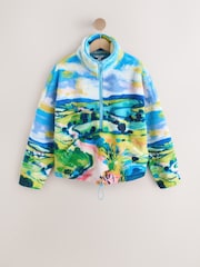 Blue Scenic Print Cosy Teddy Borg Half Zip Jacket - Image 5 of 7