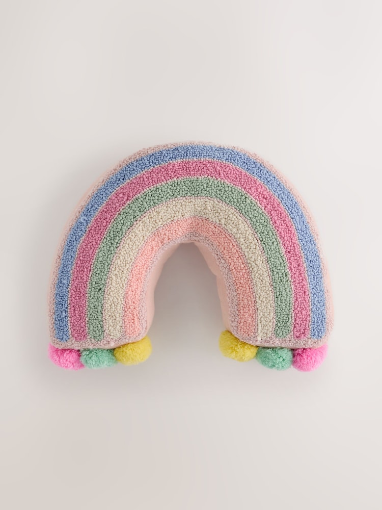 レインボーポンポン付きクッション - 画像 1 / 2
