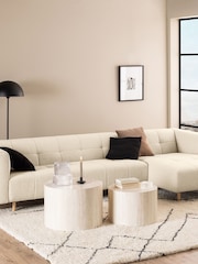 Actona Cream Dice Round Coffee Table Set - Image 3 of 6