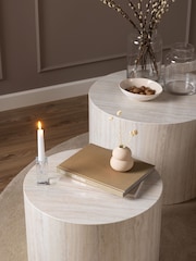 Actona Cream Dice Round Coffee Table Set - Image 4 of 6