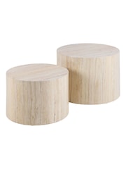 Actona Cream Dice Round Coffee Table Set - Image 5 of 6