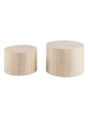 Actona Cream Dice Round Coffee Table Set - Image 6 of 6