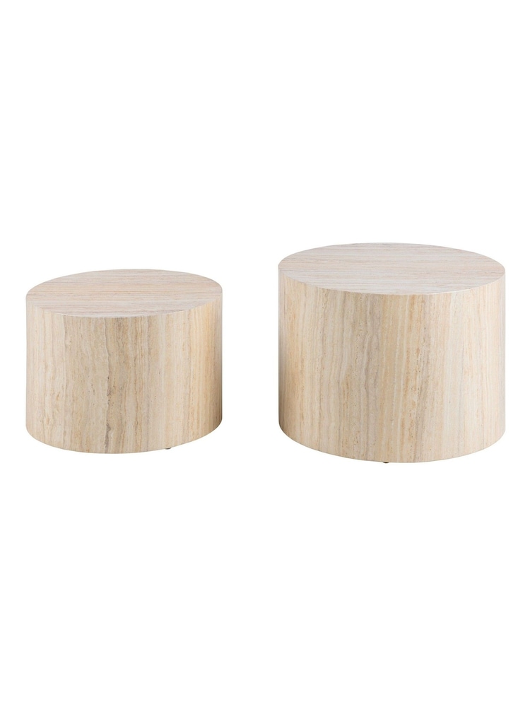 Actona Cream Dice Round Coffee Table Set - Image 6 of 6
