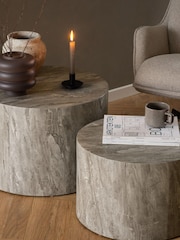 Actona Grey Dice Round Coffee Table Set - Image 2 of 6