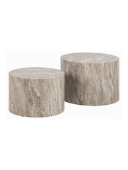 Actona Grey Dice Round Coffee Table Set - Image 4 of 6