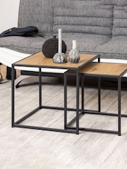 Actona Black Oak Seaford Metal Nest Of Tables - Image 1 of 6