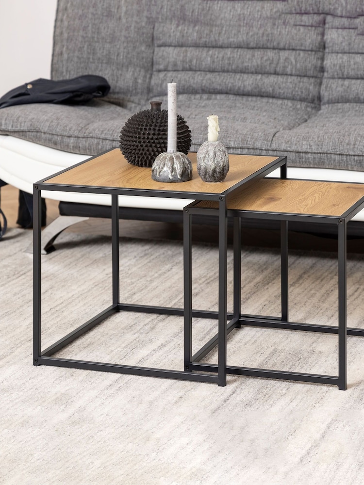 Actona Black Oak Seaford Metal Nest Of Tables - Image 1 of 6