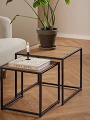 Actona Black Oak Seaford Metal Nest Of Tables - Image 3 of 6