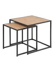 Actona Black Oak Seaford Metal Nest Of Tables - Image 4 of 6