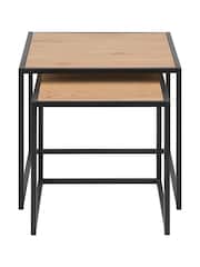 Actona Black Oak Seaford Metal Nest Of Tables - Image 5 of 6