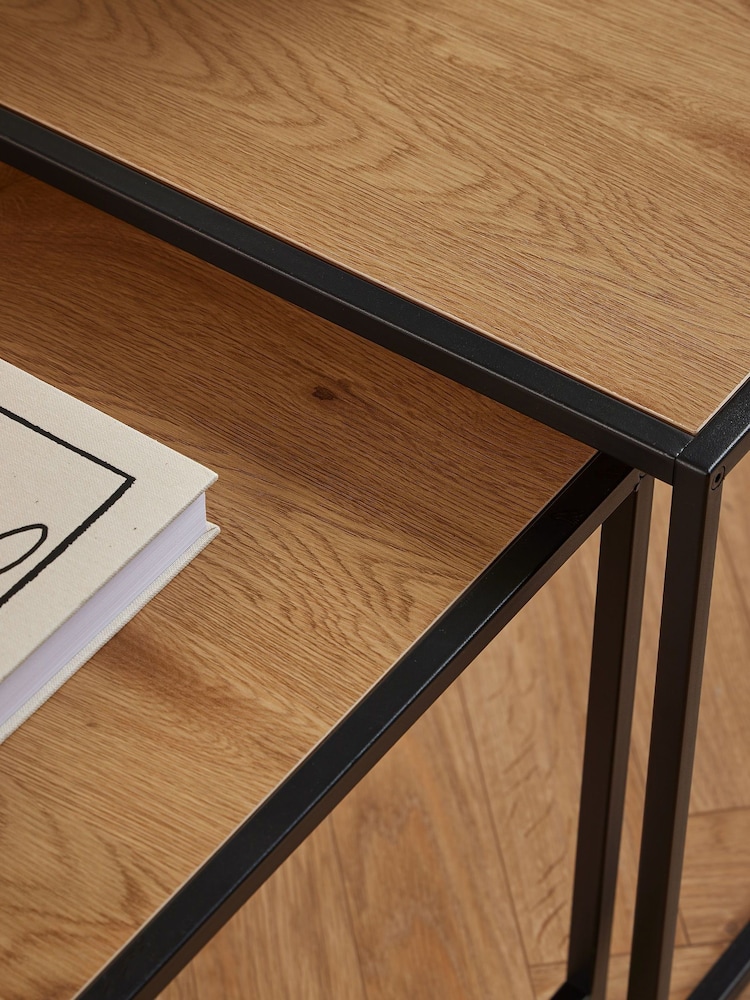 Actona Black Oak Seaford Metal Nest Of Tables - Image 6 of 6